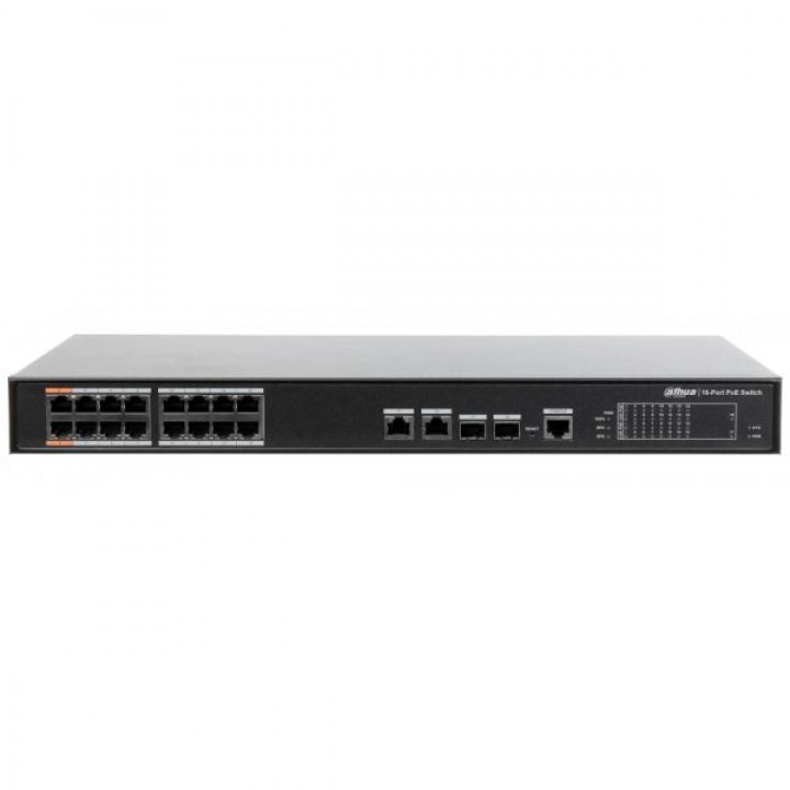 Управляемый коммутатор POE PFS4218-16ET-190 48V с 16 POE 100Мб + 2 SFP + 2 Uplink 1000Mb