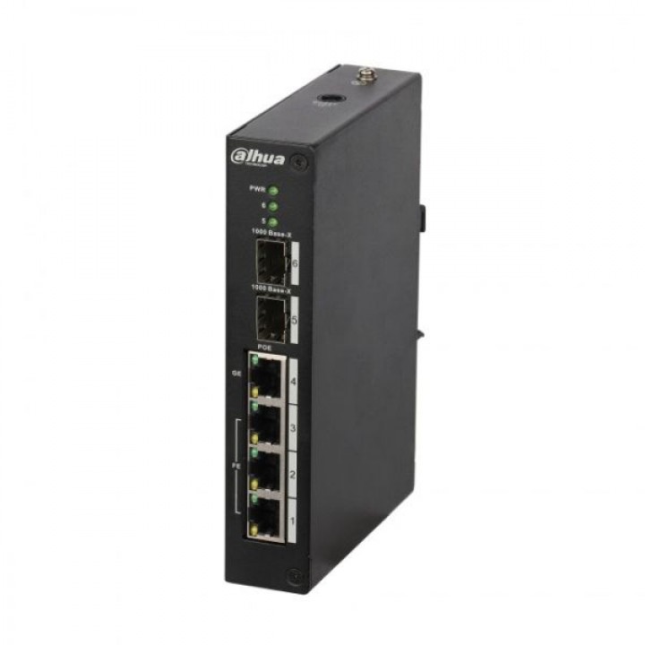 Управляемый HI-POE коммутатор Dahua PFS4206-4P-120 с 4 PoE 100/1000Mb + 2 SFP 1000Mb