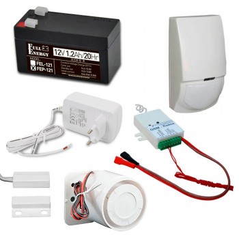 Комплект охранной GSM сигнализации с GSM-Лайка, датчиком движения, герконом, сиреной, аккумулятором, блоком питания