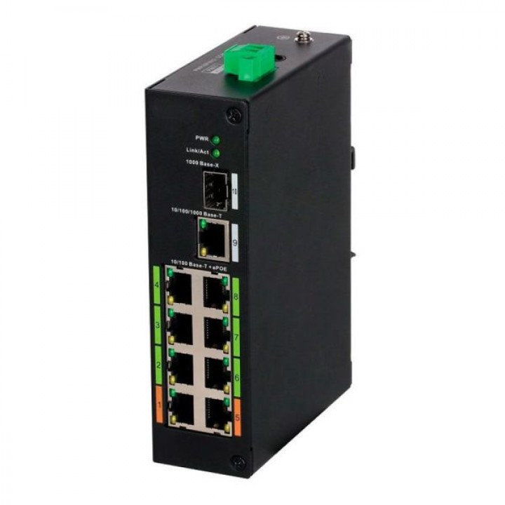 Коммутатор ePOE DH-LR2110-8ET-120 48V с 8 POE 100Мб + 1 SFP + 1 Uplink 1000Mb