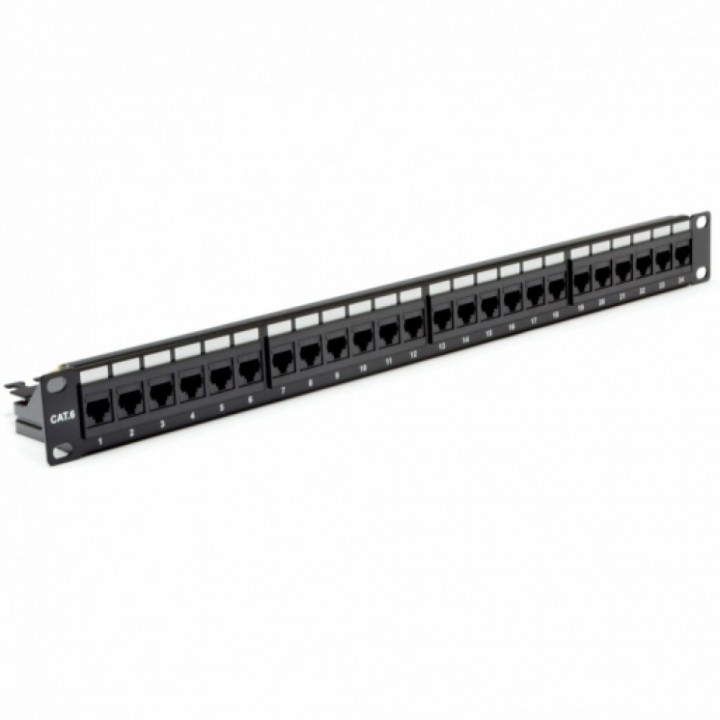 Патч-панель CMS 19" 24xRJ-45 UTP, кат. 6 с организатором кабеля