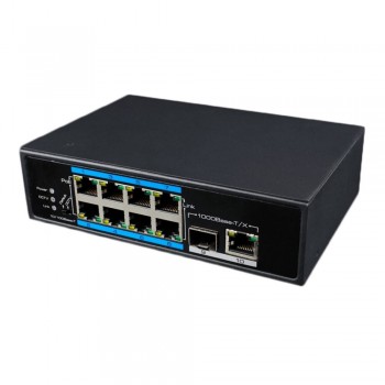 Неуправляемый PoE коммутатор Utepo UTP7108Е-PОЕ с 8 PoE + 1 SFP + 1 Uplink 1000Mb