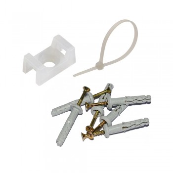 Монтажный комплект: Стяжка Relfix 4 x 250 мм (100 шт/уп) белая + Площадка для стяжки под дюбель 9 x 15 мм белая (100шт) + Дюбеля быстрого монтажа 6 x 40 мм гриб (100 шт/уп)