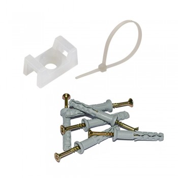 Монтажный комплект: Стяжка Relfix 5 x 450 мм (100 шт/уп) белая + Площадка для стяжки под дюбель 16 x 22 мм белый (100шт)+ Дюбеля быстрого монтажа 6 x 40 мм потай (100 шт/уп)