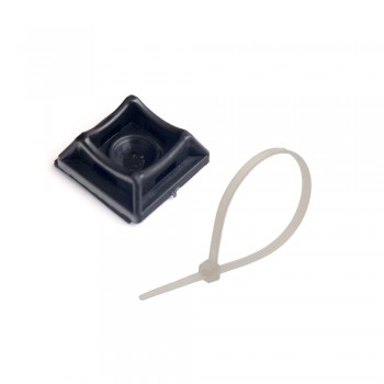 Монтажный комплект: Стяжка Relfix 5 x 450 мм (100 шт/уп) белая + Площадка для стяжки Relfix самоклеящаяся универсальная 20 x 20 мм (50 шт/уп) черная