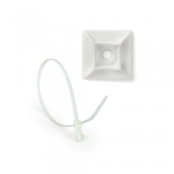 Монтажный комплект: Стяжка Relfix 5 x 200 мм с креплением (100 шт/уп) белая + Площадка для стяжки Relfix самоклеящаяся универсальная 20 x 20 мм (50 шт/уп) белая