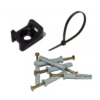 Монтажный комплект: Стяжка Relfix 4 x 250 мм (100 шт/уп) черная + Площадка для стяжки под дюбель 13 x 18 мм черный (100шт) + Дюбеля быстрого монтажа 6 x 40 мм потай (100 шт/уп)