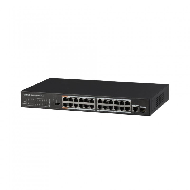 Управляемый 25-портовый PoE коммутатор Dahua PFS3125-24ET-190 с 24 портами PoE + 1 SFP + 1 Uplink 1000Mb