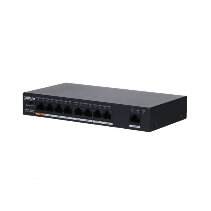 Неуправляемый 9-портовый PoE коммутатор Dahua DH-PFS3009-8ET1GT-96 с 8 портами PoE