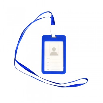 Бейдж на шнурку, вертикальний, колір блакитний – ATIS, 111 x 69 x 5 мм