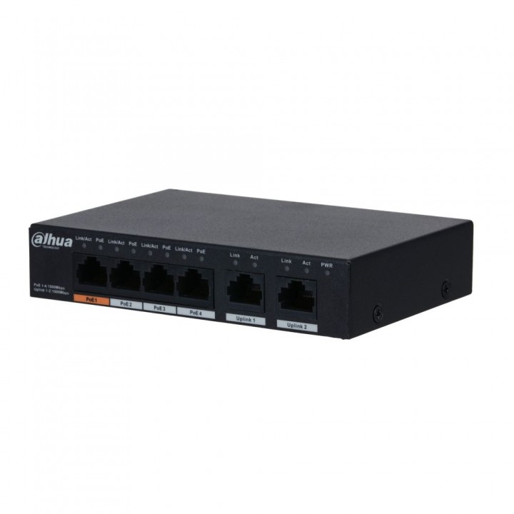 Неуправляемый гигабитный PoE коммутатор Dahua PFS3006-4GT-60 с 4 портами PoE