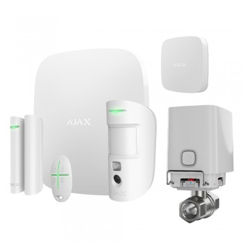 Комплект сигнализации и защиты от потопа Ajax StarterKit Cam white + Ajax WaterStop 1/2