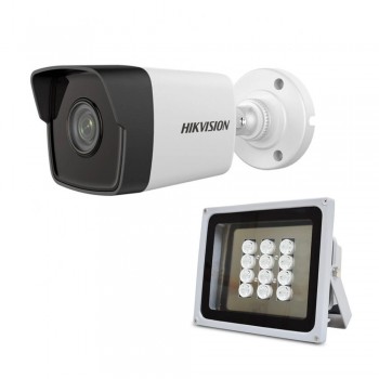 Комплект: IP-видеокамера 2 Мп Hikvision DS-2CD1021-I(F) (2.8mm) + ИК-прожектор Lightwell LW12-100IR60-220