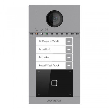 IP-видеопанель 2 Мп c Wi-Fi на 4 абонента Hikvision DS-KV8413-WME1(B)/Flush для IP-домофонов