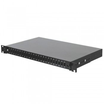 Патч-панель 24 порти SC-Simpl./LC-Dupl./E2000, пуста, кабельні вводи для 6xPG13.5 та 6xPG11, 1U, чорна