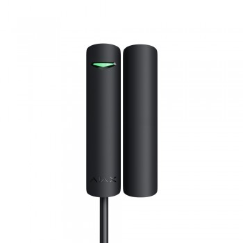 Дротовий датчик відчинення дверей/вікна Ajax DoorProtect Plus Fibra black з сенсором удару і нахилу