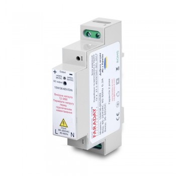 Блок живлення Faraday Electronics 15W/36-60V/DIN для кріплення на DIN рейку