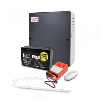 Бокс пластиковый PLB 7-9 А·ч + Cветильник LED линейный 600 мм 12 Вт 6500K + БП UPS 35W Smart ASCH PL + FEP-127 + Переключатель света e.switch wires 6A white