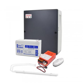 Бокс пластиковый PLB 7-9 А·ч + Cветильник LED линейный 450 мм 10 Вт 6500K + БП UPS 35W Smart ASCH PL + FEl-127 + Переключатель света e.switch wires 6A white