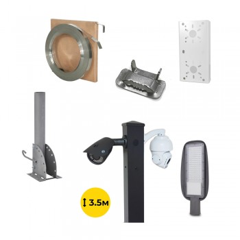 Комплект: Светильник светодиодный Lightwell ZY-DY11-65K-100W + Столб 103Р 3.5м + Кронштейн DS-1275ZJ + Бандажная лента SB 207 20х0,7 бухта 50м + Замок BCS-20 + Кронштейн ZelK КСУР (труба: 50) (длина трубы: 700)