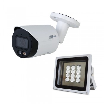 Комплект: IP-видеокамера 4 Мп Dahua DH-IPC-HFW2449S-S-IL (2.8 мм) с двойной подсветкой + ИК-прожектор Lightwell LW12-140IR45-220