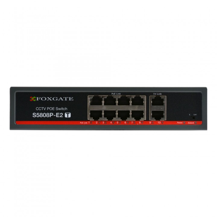 PoE-коммутатор FoxGate S5808P-E2 (T) CCTV 8-портовый неуправляемый