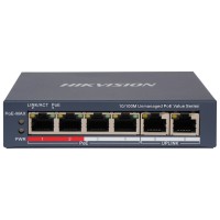 Некерований PoE комутатор Hikvision DS-3E0106P-E/M(B) з 4 портами PoE