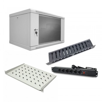 Комплект: Шкаф серверный SteelNet 7U 600 x 400 серый + Блок розеток 1U 19