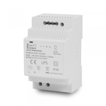 Блок живлення Full Energy BGP-124UDIN 12 В / 4.5 А для кріплення на DIN рейку