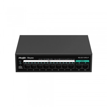 Некерований PoE-комутатор Ruijie Reyee RG-ES110FG-P з 8 портами PoE