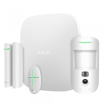 Комплект бездротової сигналізації Ajax StarterKit Cam Plus HDR White — Wi-Fi, 2G/3G/4G, Ethernet, фотоверифікація тривог