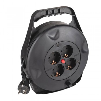 Подовжувач на котушці LP 50м (ПВС 3*1,5), 4 гнізда із заземлювальним контактом до 3.5 кВт