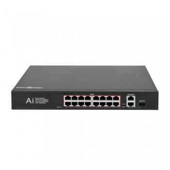 Комутатор мережевий GreenVision POE GV-010-D-16+2 PG+1 SFP