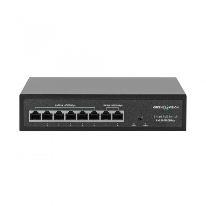 Комутатор мережевий GreenVision POE GV-015-D-06+2P