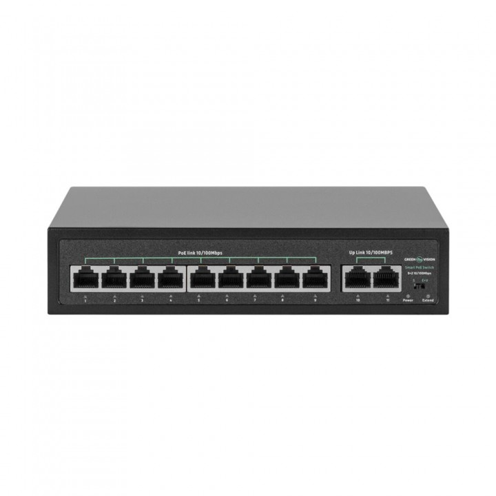 Комутатор мережевий GreenVision POE GV-016-D-09+2P