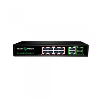 Комутатор мережевий GreenVision POE GV-021-D-8G+2PG+2SFP