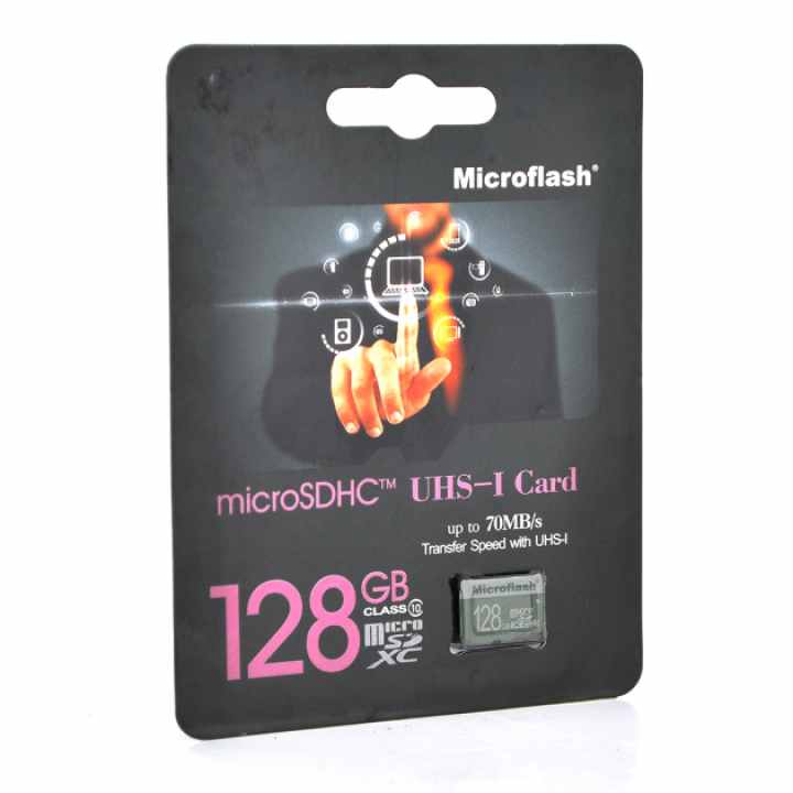 Карта памяти Microflash Micro SD, cкорость передачи данных 70MB/s, class10, 128G