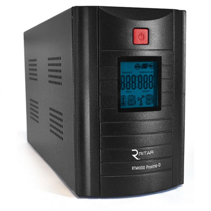 ИБП Ritar RTM1000 (600W) Proxima-D, LCD, AVR, 3st, 3xSCHUKO socket, 2x12V7Ah