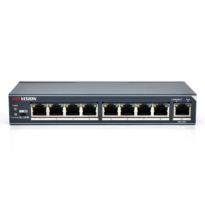 Коммутатор HV DS-3E0309-E 8 портов 100Мбит + 1 порт Ethernet (UP-Link) 1000Мбит, блок питания 12V 1A в комплекте, корпус металл