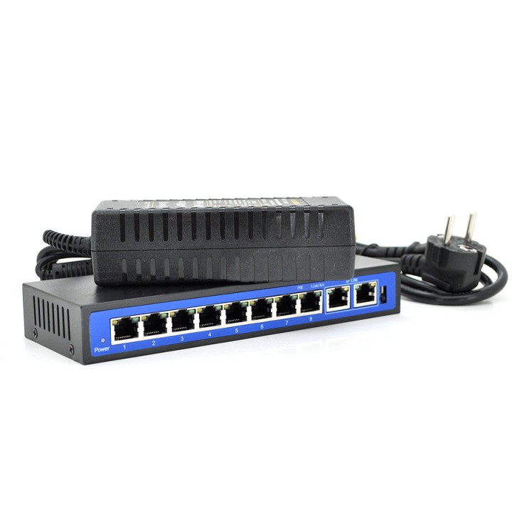 Коммутатор YOSO POE 48V с 8 портами POE 100Мбит + 2 порт Ethernet (UP-Link) 100Мбит