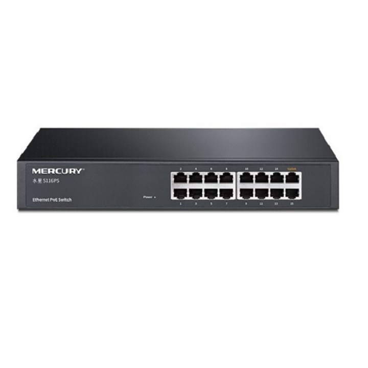 Коммутатор POE Mercury S116PS 15 портов POE 100Мбит + 1 порт Ethernet (UP-Link) 100 Мбит