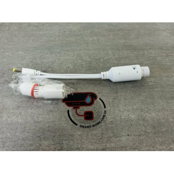 Герметичний POE спліттер LS-POE-1210EO 48V-12V (15.4Вт) , RJ45 (10/100Мбит), білий + герметичний ковпачок для відеонагляду